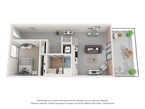 A3 One bedroom floorplan at Star Harbor in Alameda, CA.